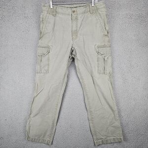 L.L. Bean Pants Mens 36x32 Beige Allagash Cargo Solid Natural Fit Rip Stop